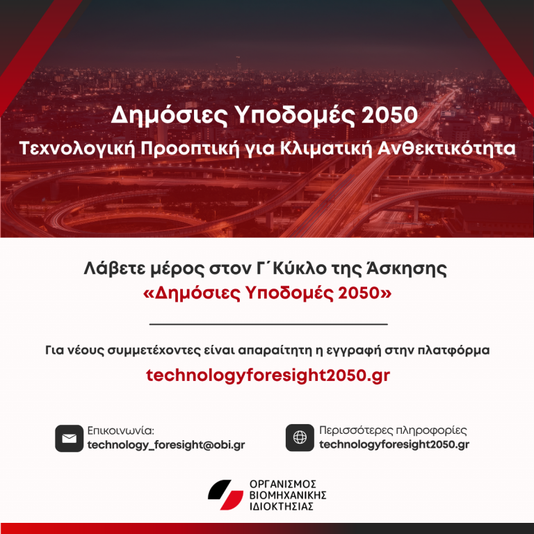Έναρξη Γ’ και τελικού Κύκλου της Άσκησης «Δημόσιες Υποδομές 2050 | Τεχνολογική Προοπτική για Κλιματική Ανθεκτικότητα»